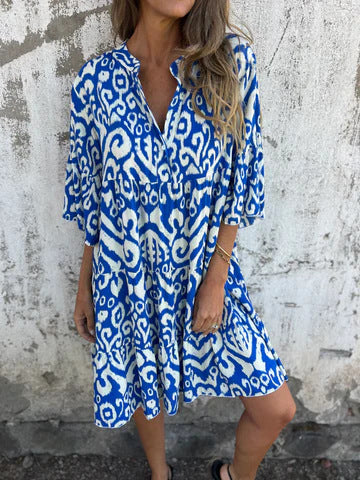 Mireille | Robe Graphique Chic à Col V