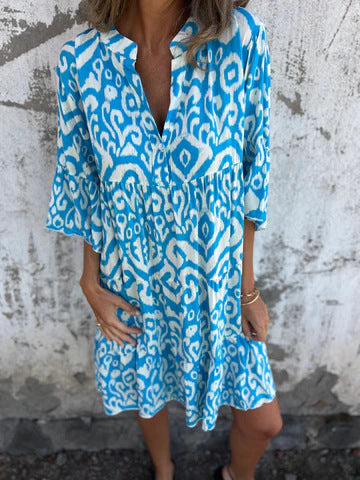 Mireille | Robe Graphique Chic à Col V