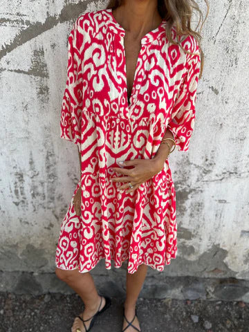 Mireille | Robe Graphique Chic à Col V
