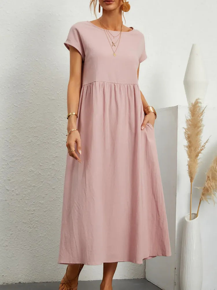 Manon | Robe Maxi d’Été en Coton et Lin – Naturelle et Tendance