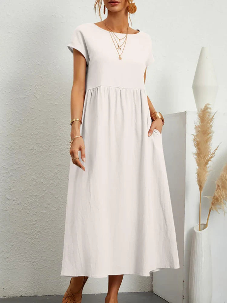 Manon | Robe Maxi d’Été en Coton et Lin – Naturelle et Tendance